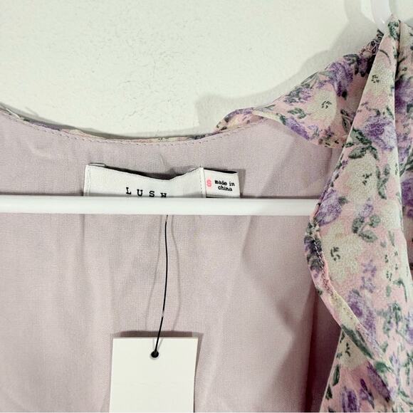 NWT Vici Lush Always A Gal Purple Ruffle Floral Side Cutout Mini Dress Small New - Picture 6 of 13